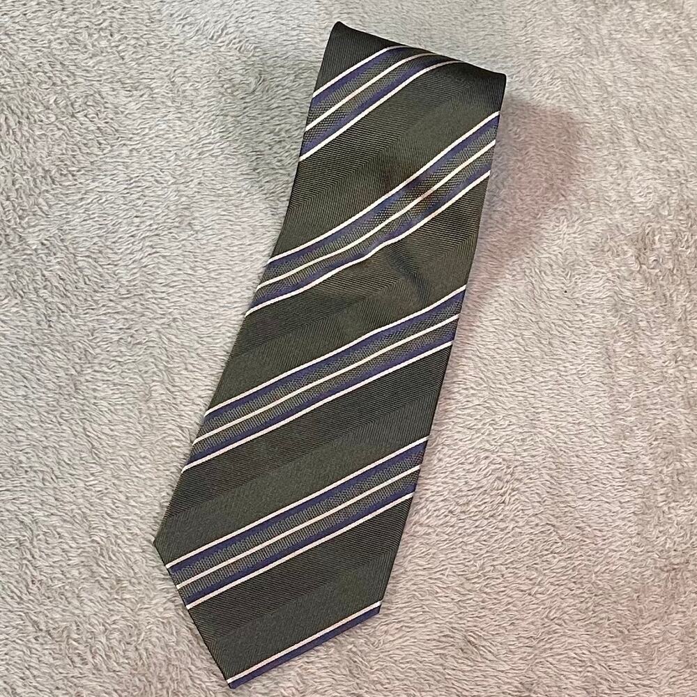 NWT Banana Republic Tie Green Blue Striped Silk Blend Classic Mens